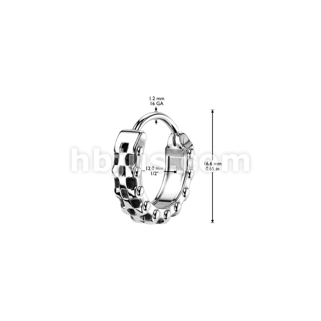 316L Surgical Steel Pair of 316L Stainless Steel Hinged Bike Chain Earrings - Image 3