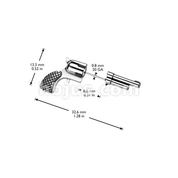 316L Surgical Steel Pair of 316L Stainless Steel Pistol Revolver Earrings - Image 3