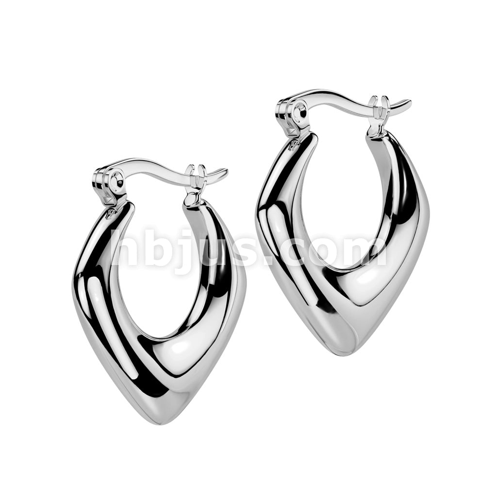 316L Surgical Steel Pair of 316L Stainless Steel 3D Diamond Shaped... - Image 3
