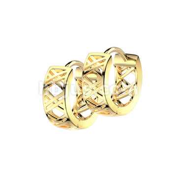 316L Surgical Steel Pair of 316L Stainless Steel Hinged Hollow X Earrings - Image 2