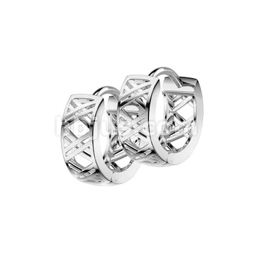 316L Surgical Steel Pair of 316L Stainless Steel Hinged Hollow X Earrings - Image 3