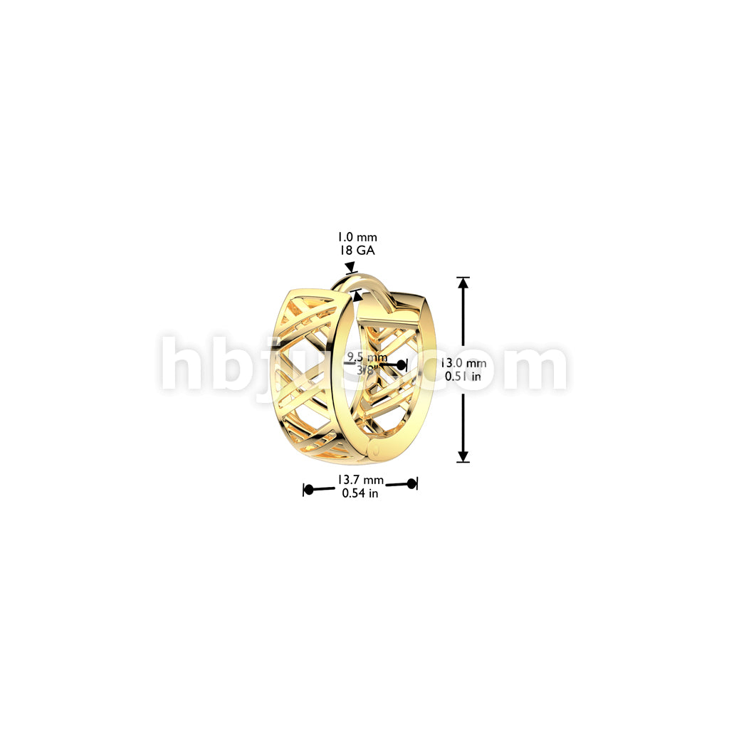 316L Surgical Steel Pair of 316L Stainless Steel Hinged Hollow X Earrings - Image 4
