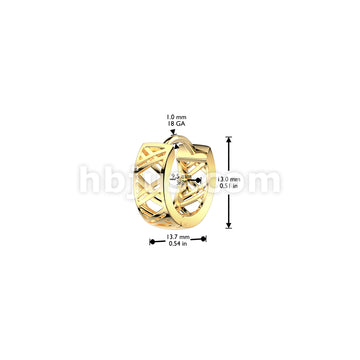 316L Surgical Steel Pair of 316L Stainless Steel Hinged Hollow X Earrings - Image 4