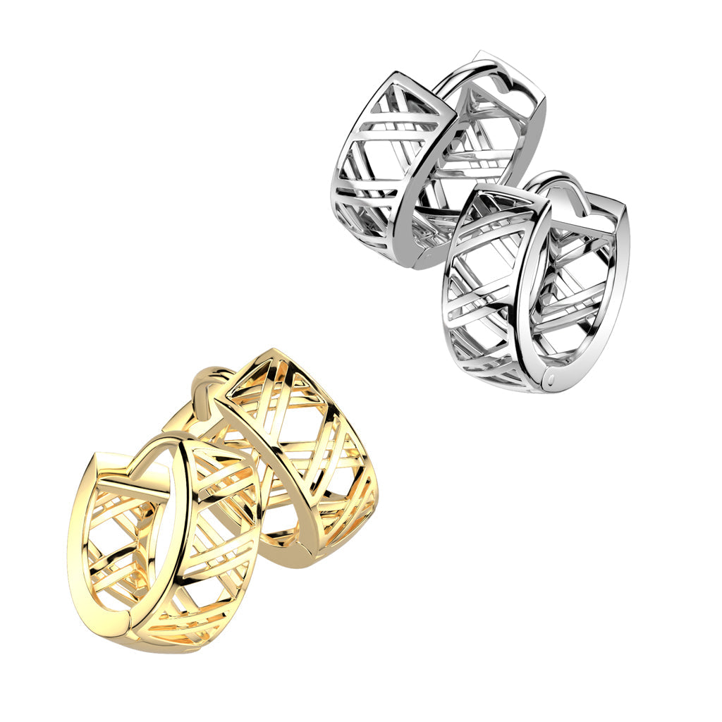 316L Surgical Steel Pair of 316L Stainless Steel Hinged Hollow X Earrings