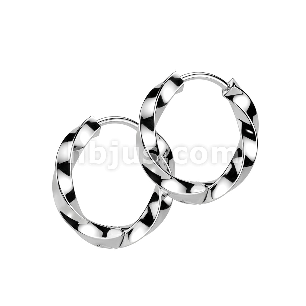316L Surgical Steel Pair of 316L Stainless Steel Twisted 2.5mm Thick... - Image 4