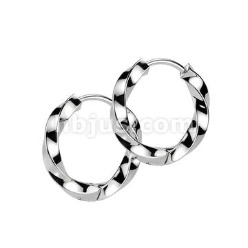 316L Surgical Steel Pair of 316L Stainless Steel Twisted 2.5mm Thick... - Image 4