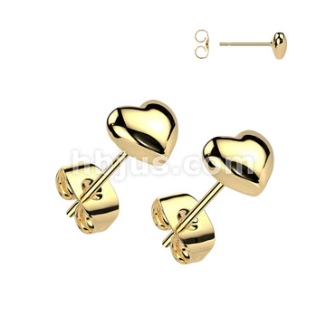 316L Surgical Steel Pair of 316L Stainless Steel 3D Heart Shaped Earrings - Image 2