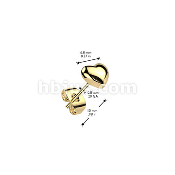 316L Surgical Steel Pair of 316L Stainless Steel 3D Heart Shaped Earrings - Image 4