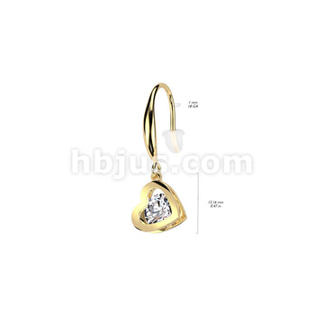 316L Surgical Steel Pair of Stainless Steel Hollow Heart Dangle With... - Image 4