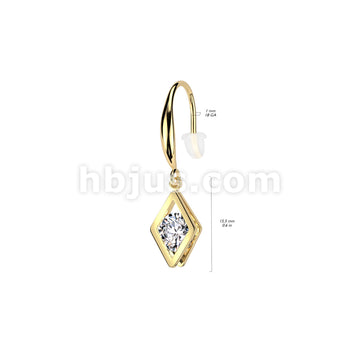 316L Surgical Steel Pair of Stainless Steel Hollow Diamond Dangle With... - Image 4