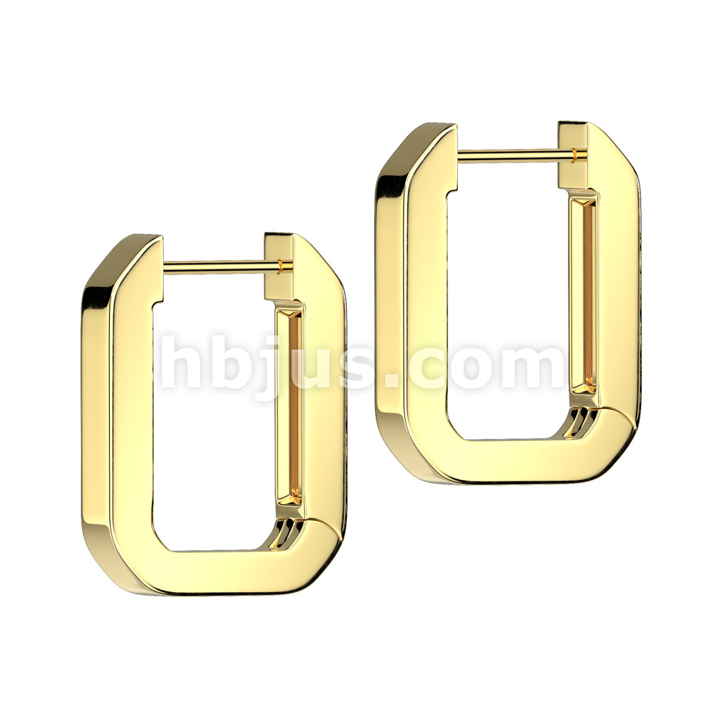 316L Surgical Steel Pair of 316L Stainless Steel Hinged Rectangle Hoop... - Image 2