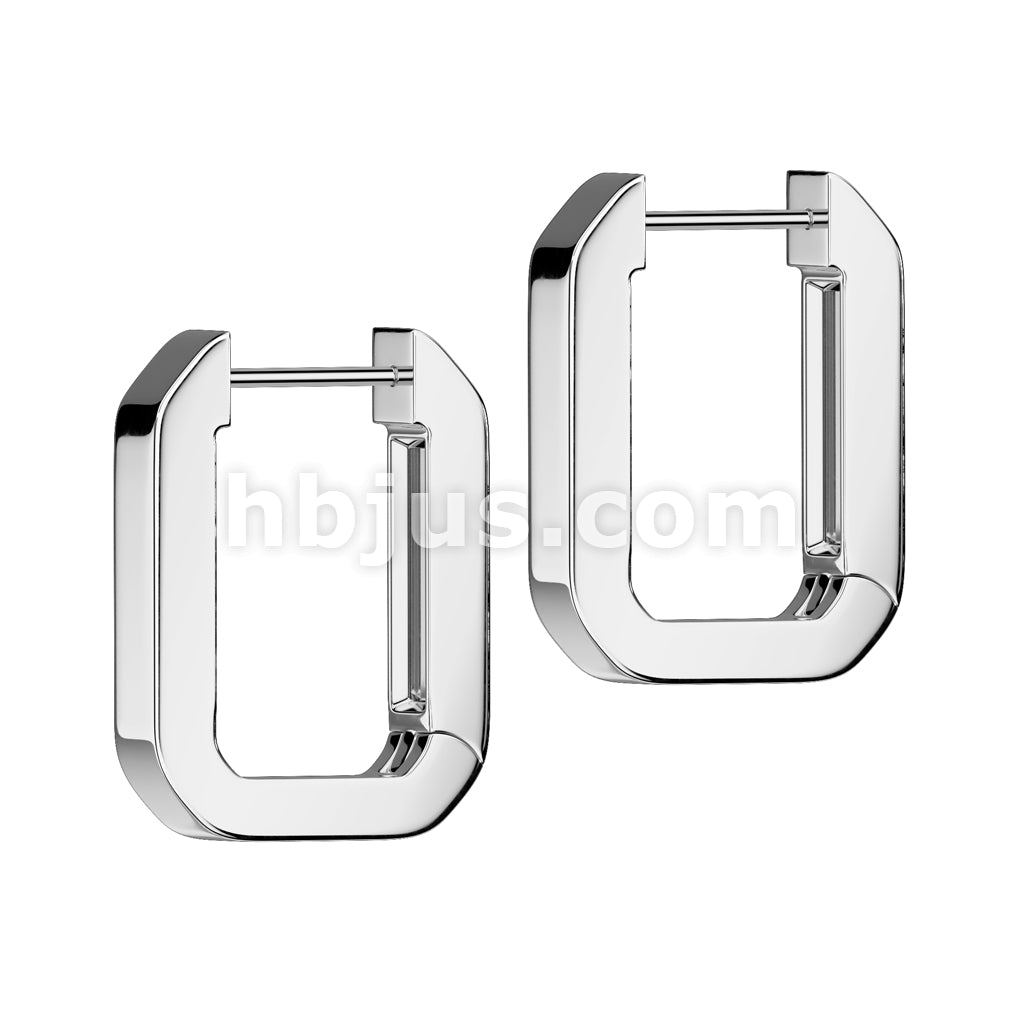 316L Surgical Steel Pair of 316L Stainless Steel Hinged Rectangle Hoop... - Image 3