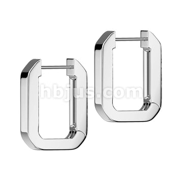 316L Surgical Steel Pair of 316L Stainless Steel Hinged Rectangle Hoop... - Image 3