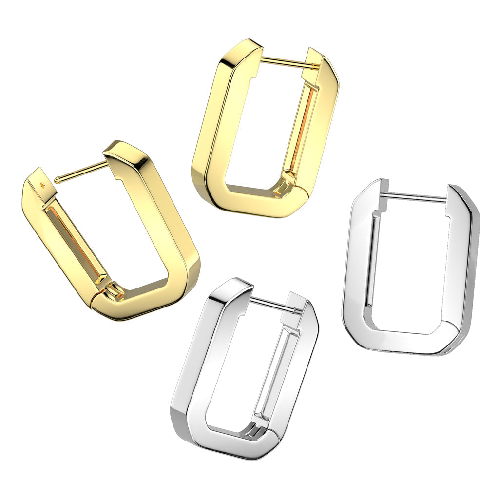 316L Surgical Steel Pair of 316L Stainless Steel Hinged Rectangle Hoop...