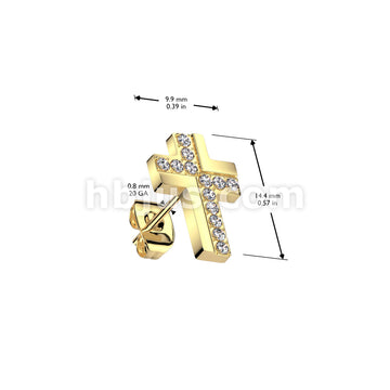 316L Surgical Steel Pair of 316L Surgical Stainless CNC CZ Cross Stud... - Image 4