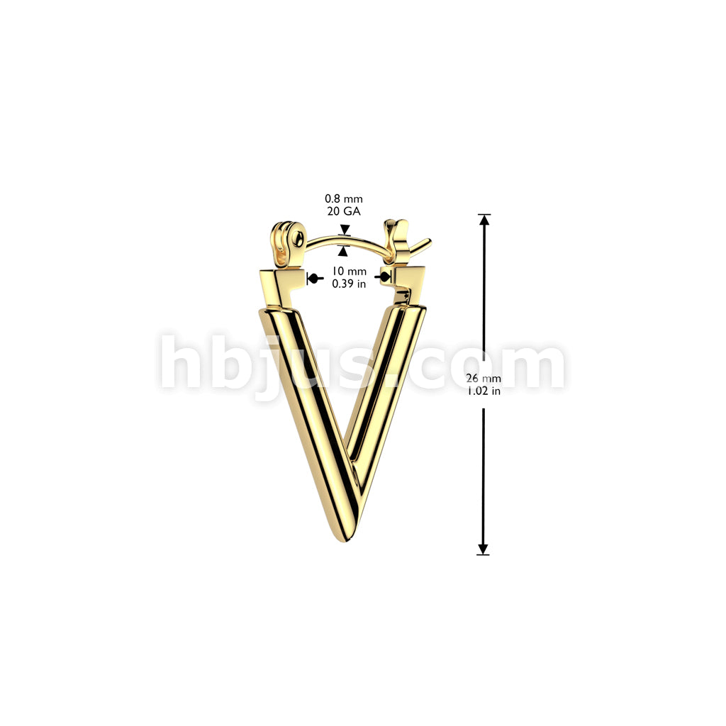 316L Surgical Steel Pair of 316L Stainless Steel Chevron Hoop Earrings - Image 4