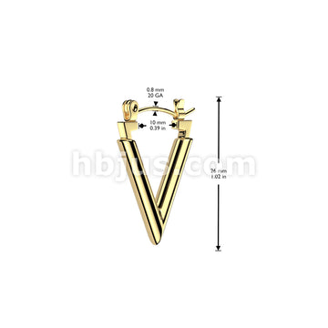 316L Surgical Steel Pair of 316L Stainless Steel Chevron Hoop Earrings - Image 4