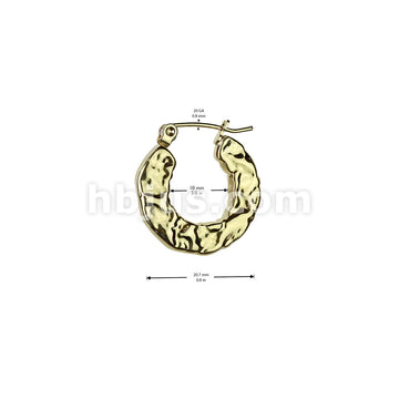 316L Surgical Steel Pair of 316L Stainless Steel Hammered Hoop Earrings - Image 4