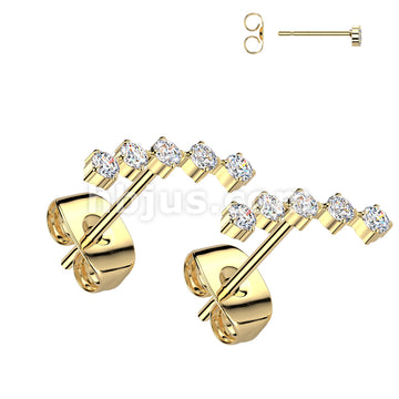 316L Surgical Steel Pair of  5 Round CZ Curved 316L Stainless Steel... - Image 2