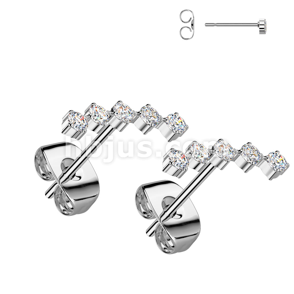 316L Surgical Steel Pair of  5 Round CZ Curved 316L Stainless Steel... - Image 3