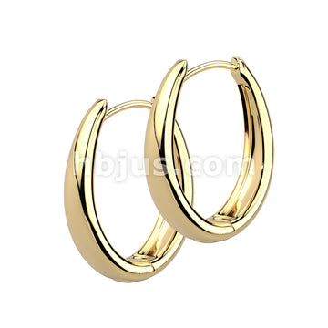 316L Surgical Steel Pair of 316L Stainless Steel Wide Oval Hinged Hoop... - Image 2