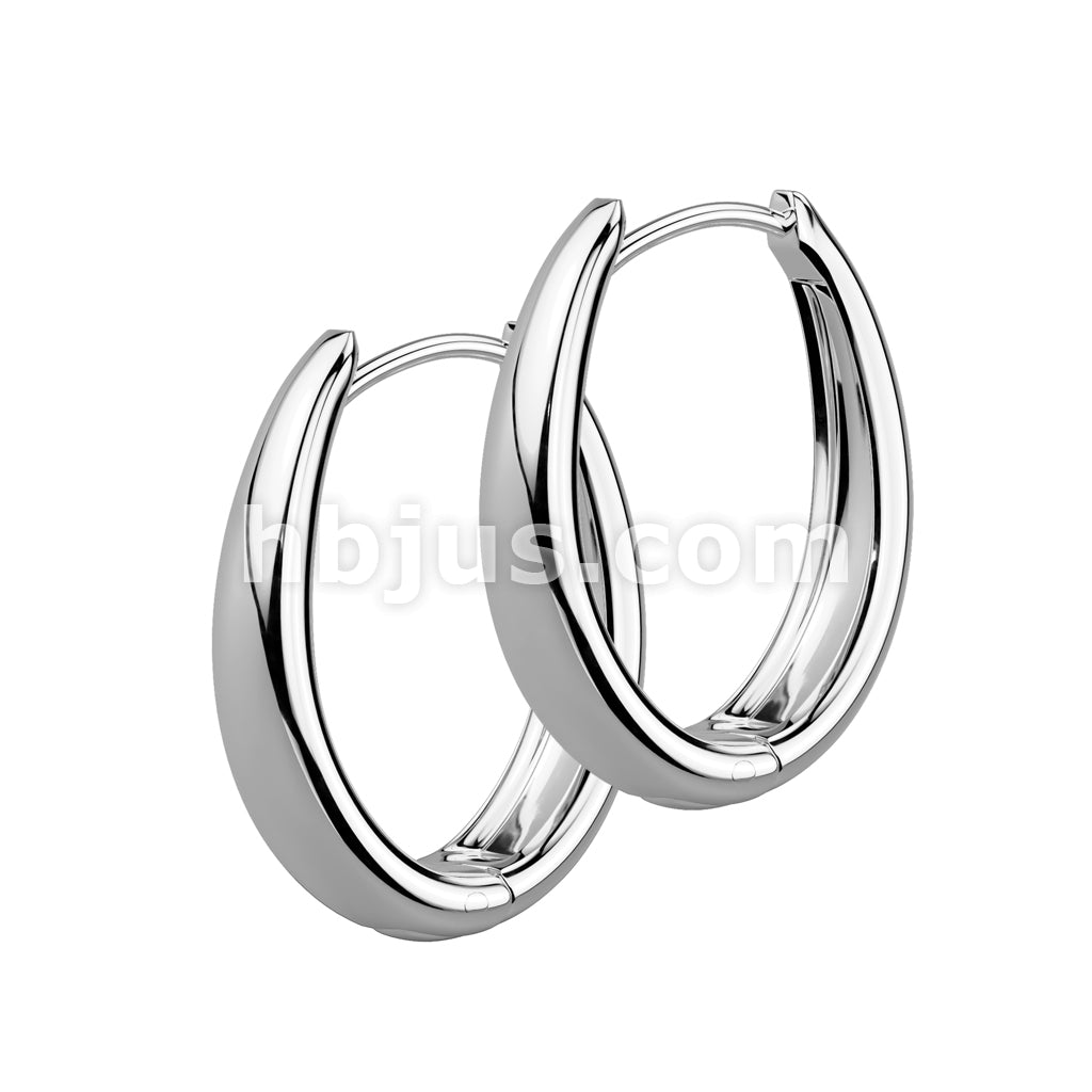316L Surgical Steel Pair of 316L Stainless Steel Wide Oval Hinged Hoop... - Image 3