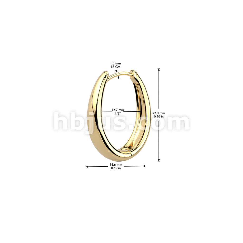 316L Surgical Steel Pair of 316L Stainless Steel Wide Oval Hinged Hoop... - Image 4