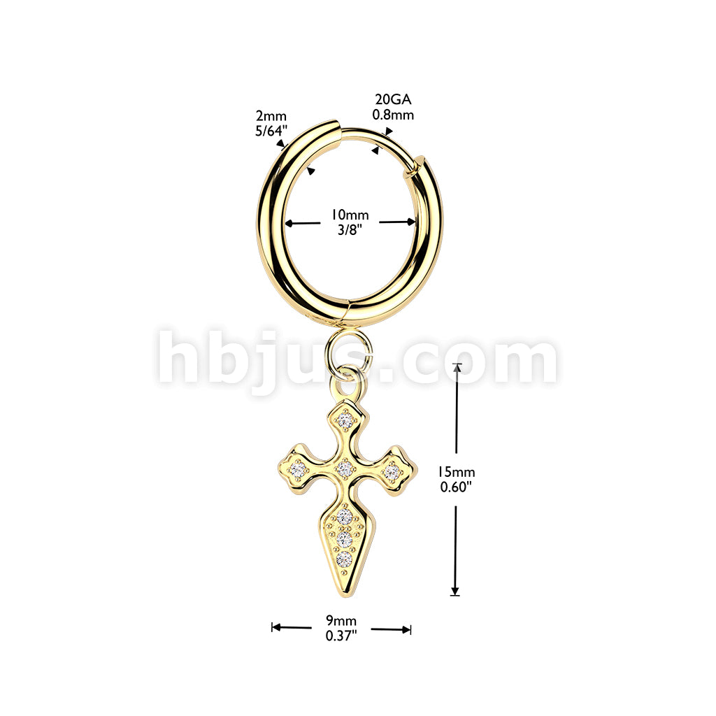 316L Surgical Steel 316L Pair of Hinged Hoop Earrings With Pave CZ... - Image 4