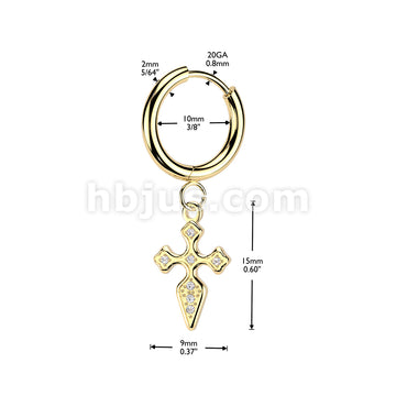 316L Surgical Steel 316L Pair of Hinged Hoop Earrings With Pave CZ... - Image 4