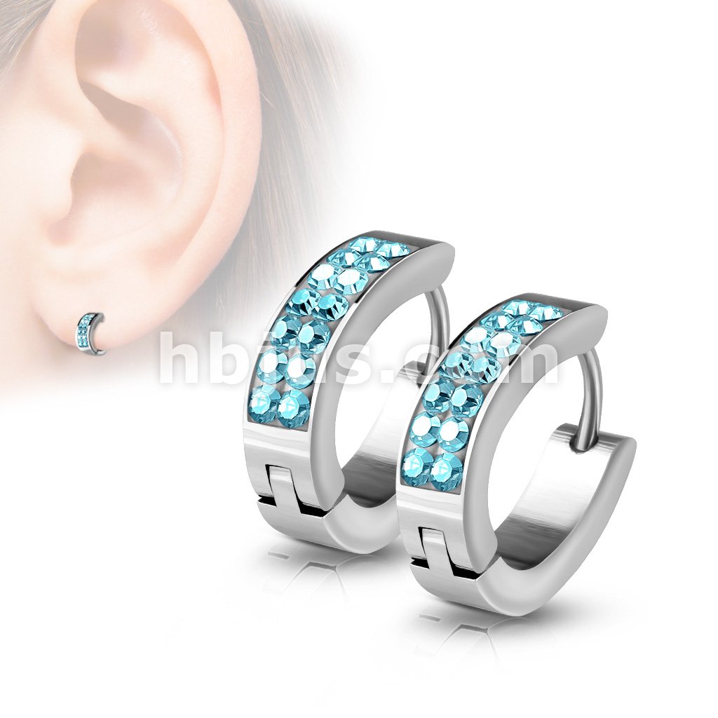 316L Surgical Steel Pair of Lined Set Crystals Front Oval Shape... - Image 6
