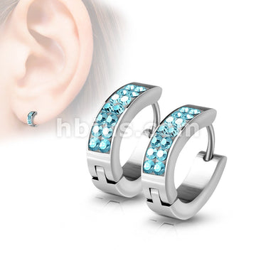 316L Surgical Steel Pair of Lined Set Crystals Front Oval Shape... - Image 6