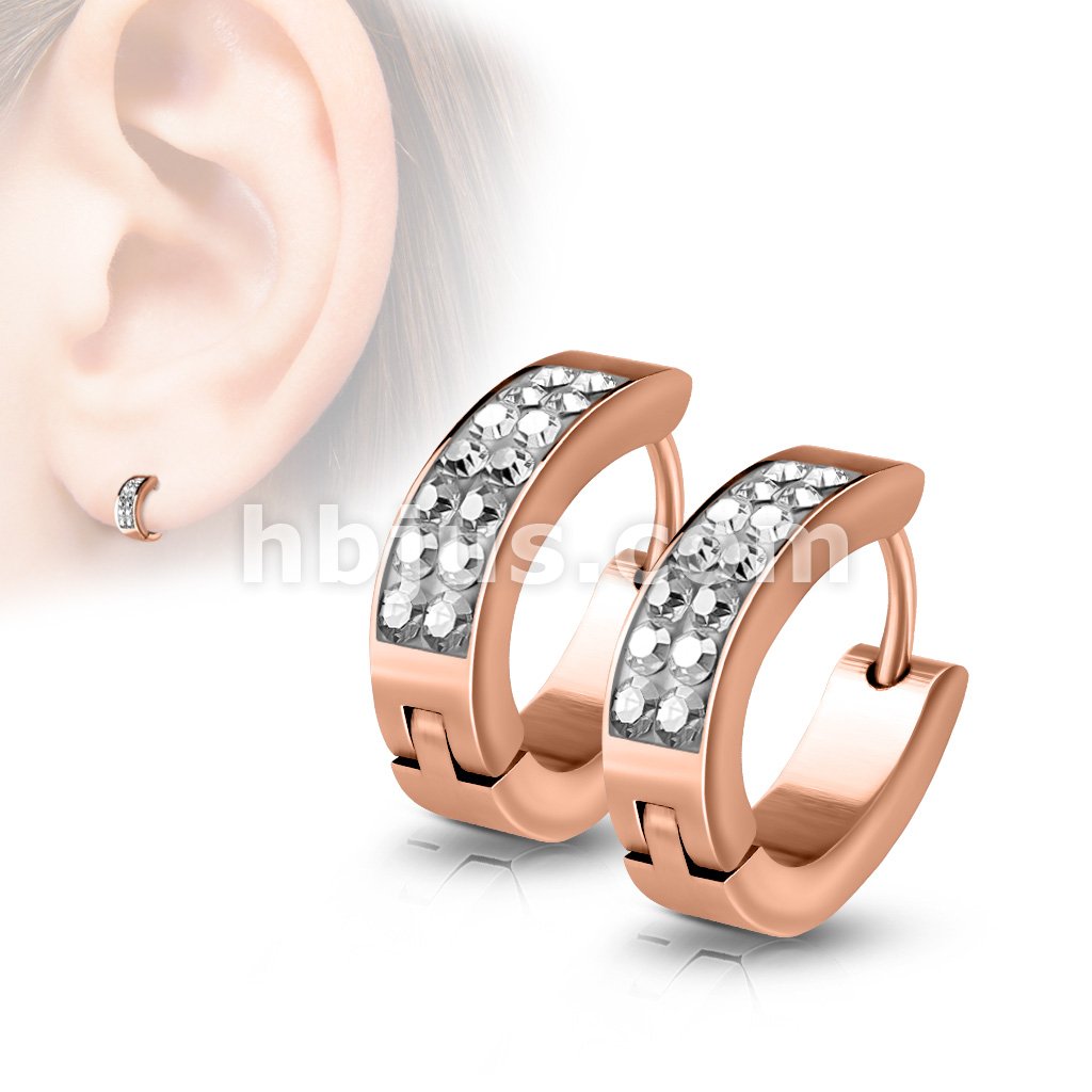 316L Surgical Steel Pair of Lined Set Crystals Front Oval Shape... - Image 7