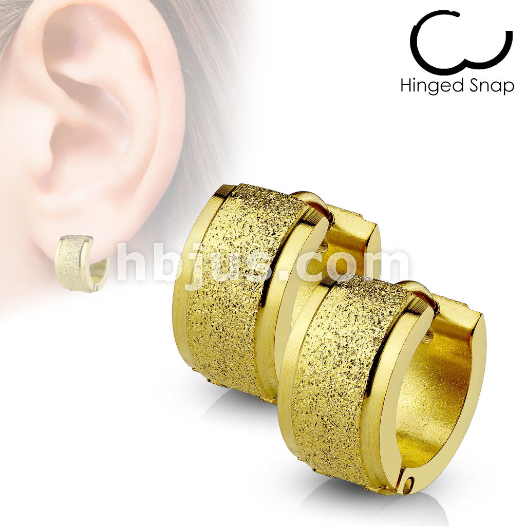 316L Surgical Steel Pair of Sand Blast Center Stepped Edges Stainless... - Image 2