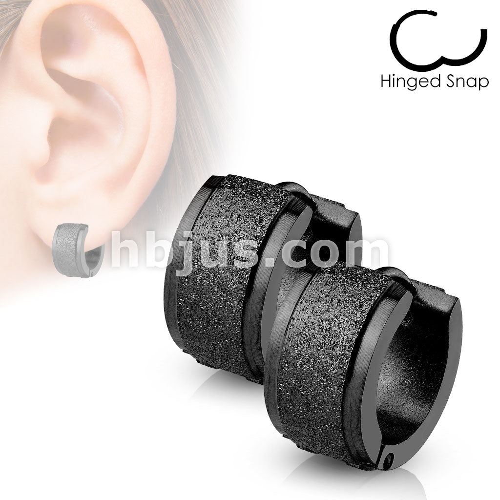316L Surgical Steel Pair of Sand Blast Center Stepped Edges Stainless... - Image 3