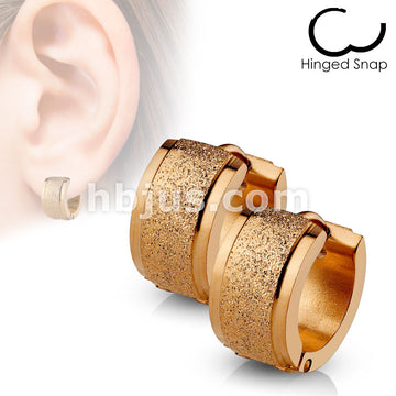 316L Surgical Steel Pair of Sand Blast Center Stepped Edges Stainless... - Image 4