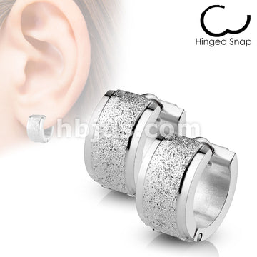 316L Surgical Steel Pair of Sand Blast Center Stepped Edges Stainless... - Image 5