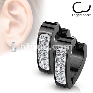 316L Surgical Steel Pair of Clear Crystal Paved Triangle Shape ... - Image 3