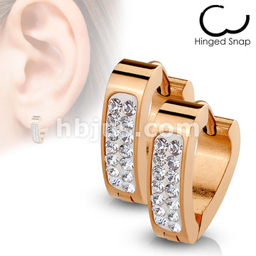 316L Surgical Steel Pair of Clear Crystal Paved Triangle Shape ... - Image 4