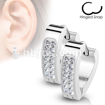 316L Surgical Steel Pair of Clear Crystal Paved Triangle Shape ... - Image 5