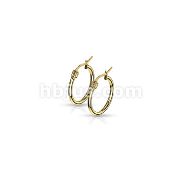 316L Surgical Steel Pair of Gold IP 316L Stainless Steel Round Hoop... - Image 6