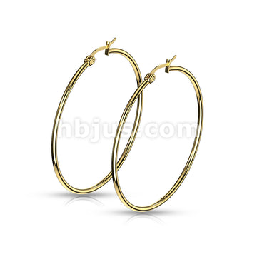 316L Surgical Steel Pair of Gold IP 316L Stainless Steel Round Hoop... - Image 12