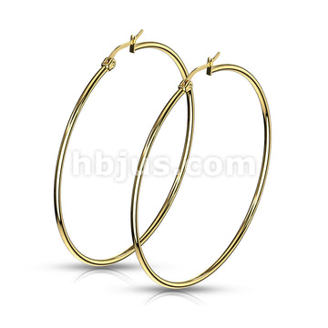 316L Surgical Steel Pair of Gold IP 316L Stainless Steel Round Hoop... - Image 14