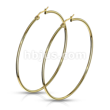 316L Surgical Steel Pair of Gold IP 316L Stainless Steel Round Hoop... - Image 15