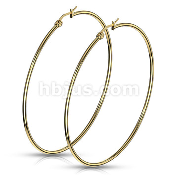 316L Surgical Steel Pair of Gold IP 316L Stainless Steel Round Hoop... - Image 16