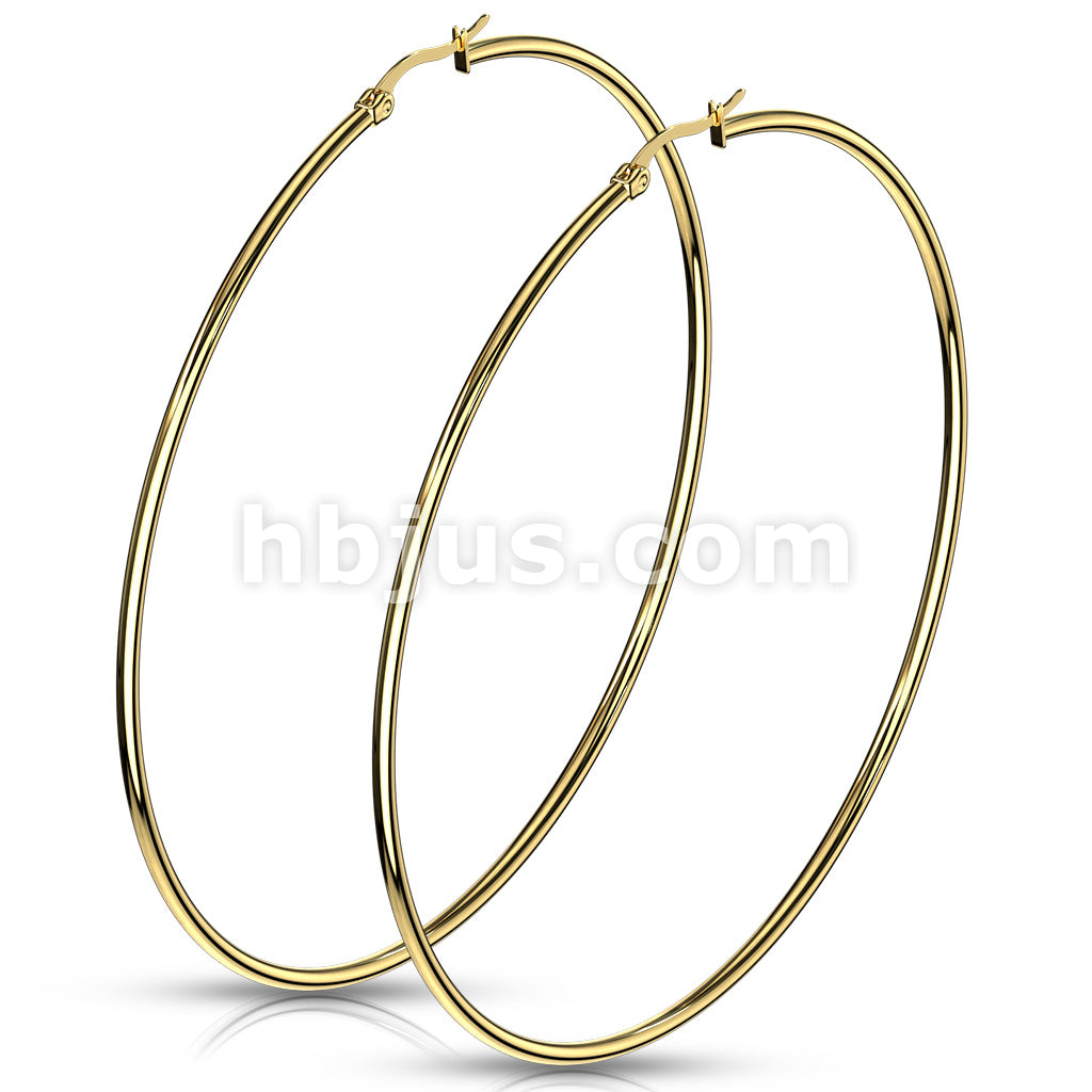316L Surgical Steel Pair of Gold IP 316L Stainless Steel Round Hoop... - Image 17