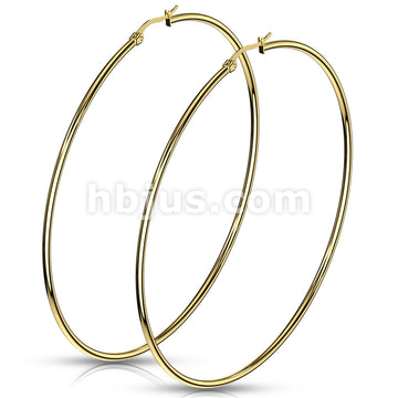 316L Surgical Steel Pair of Gold IP 316L Stainless Steel Round Hoop... - Image 17