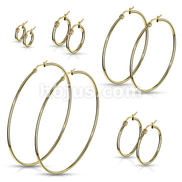 316L Surgical Steel Pair of Gold IP 316L Stainless Steel Round Hoop... - Image 18
