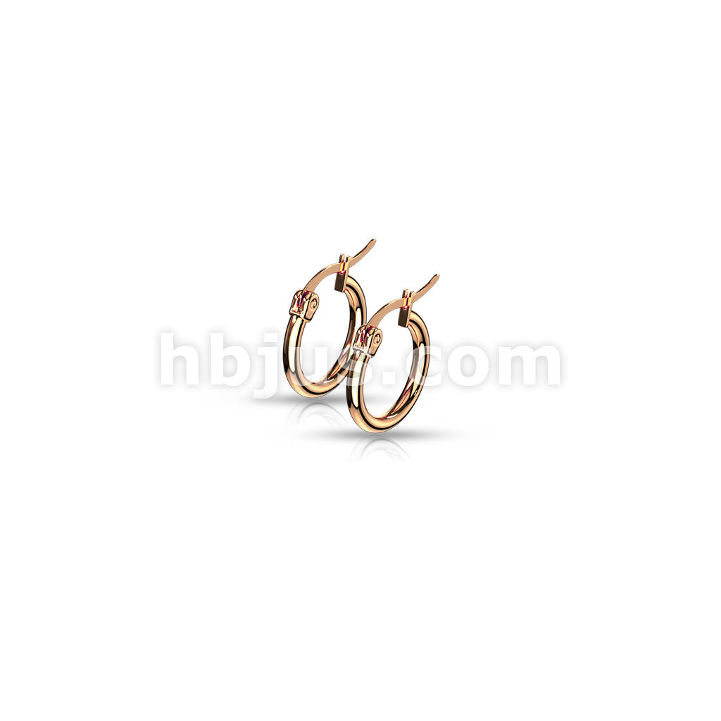 316L Surgical Steel Pair of Rose Gold IP 316L Stainless SteelRound Hoop... - Image 5