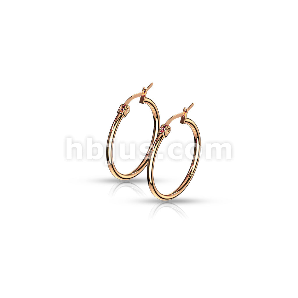 316L Surgical Steel Pair of Rose Gold IP 316L Stainless SteelRound Hoop... - Image 7