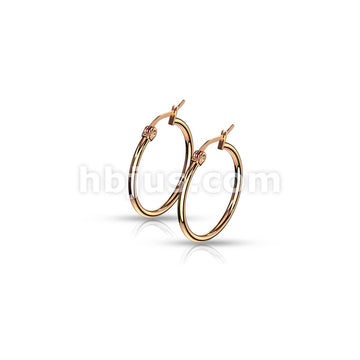 316L Surgical Steel Pair of Rose Gold IP 316L Stainless SteelRound Hoop... - Image 7